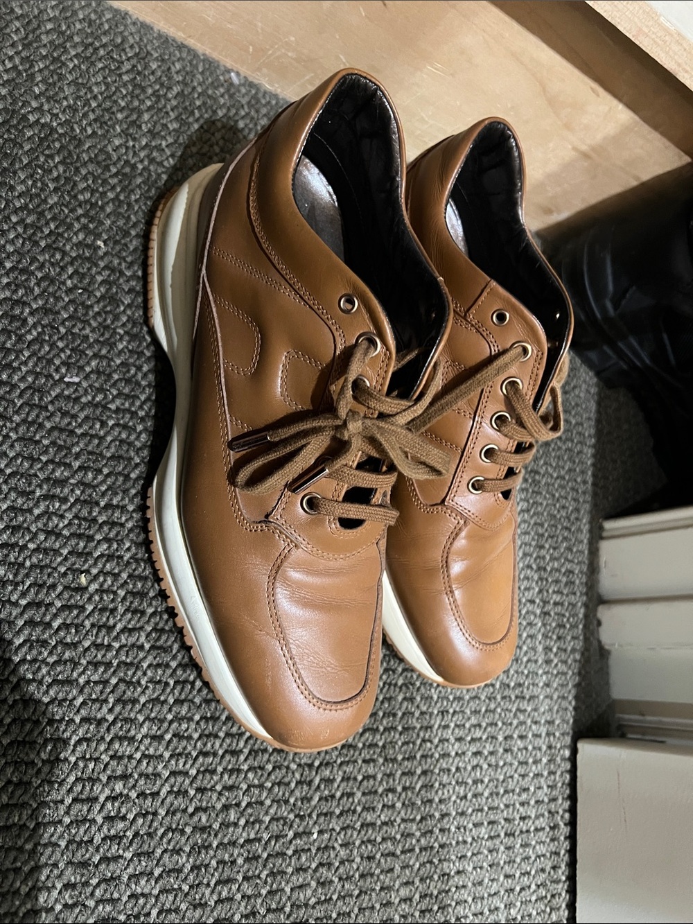 Hogan Brown Leather Sneakers
